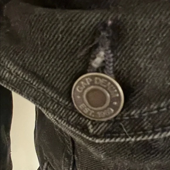 GAP Black Denim Puff Sleeve Jean Jacket - Picture 3 of 8